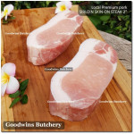 Pork Karbonat Has Luar SIRLOIN SKIN ON frozen Local Premium STEAK 1" 2.5cm (price/pack 600g 2pcs)